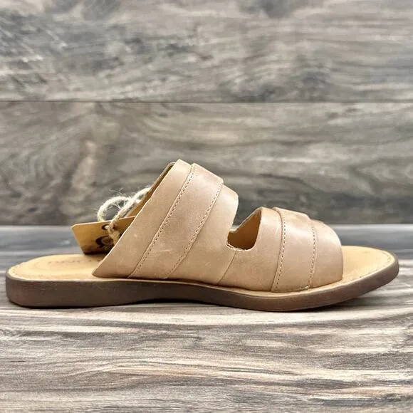 NIB Born Henna 8M Comfort Leather Slide Sandals Natural
