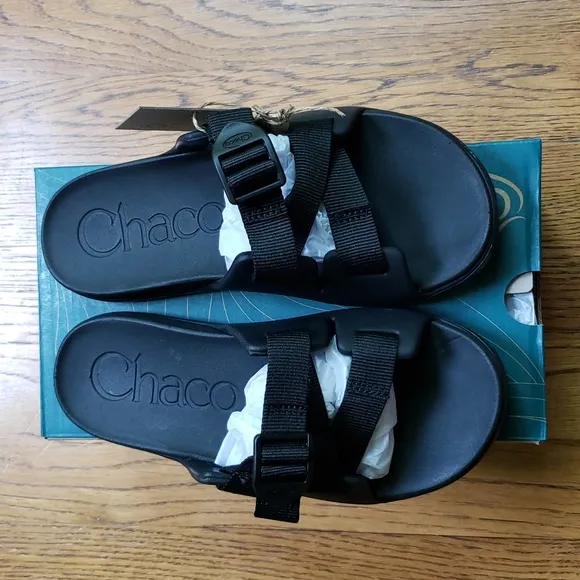 NIB Chaco Chillos Slide Sandal In Black Kids Size 3