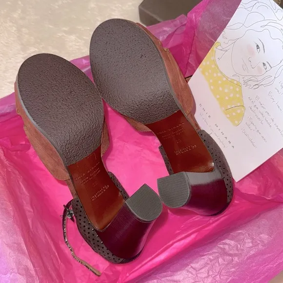 nib Chie Mihara ‘Besito’ Suede Platform Heel Sandals in Brown, size 8