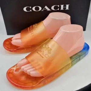 NIB Coach Ulyssa rubber rainbow pride slide sandals size 10 B