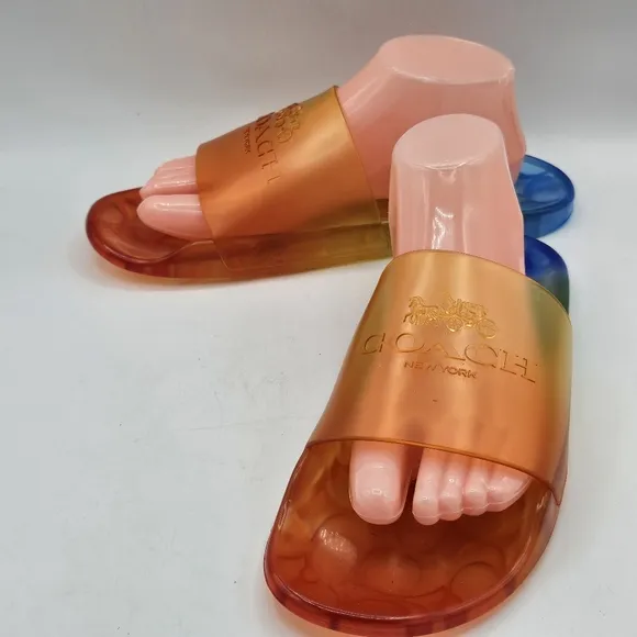 NIB Coach Ulyssa rubber rainbow pride slide sandals size 10 B