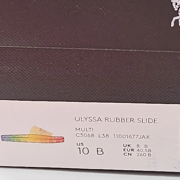 NIB Coach Ulyssa rubber rainbow pride slide sandals size 10 B
