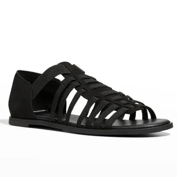 NIB Eileen Fisher Women’s Rato Stretch Slip On Fisherman Sandals in Black in 7.5
