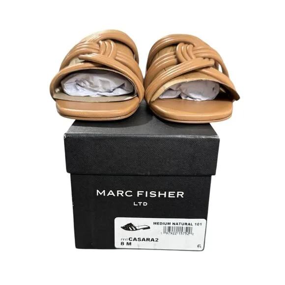 NIB! Marc Fisher Casara Slip-On Slide Sandals in Medium Natural - Size 8
