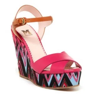 NIB MISSONI Leather Zig Zag Wedge Sandals Sz 39
