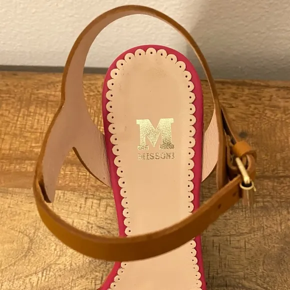 NIB MISSONI Leather Zig Zag Wedge Sandals Sz 39