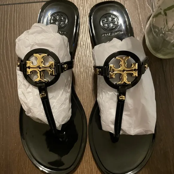 NIB Never Worn! TORY BURCH Mini Miller Flat Thong Perfect Black Size: US…