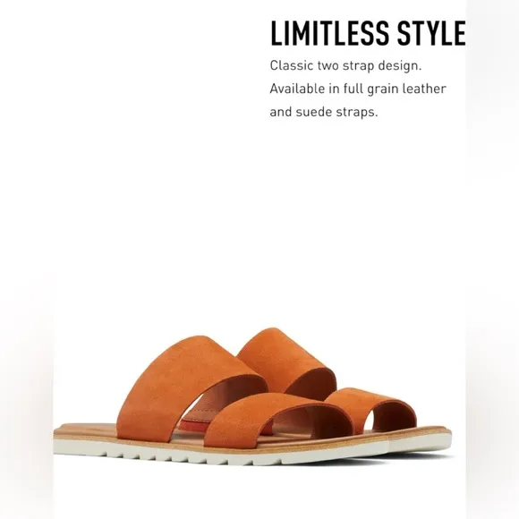 NIB SOREL Ella ll Leather &amp; Rubber sandal flats size 10
