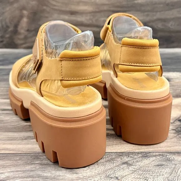 NIB Timberland Everleigh 9M Lug Sole Ankle Strap Sandal Wheat Nubuck
