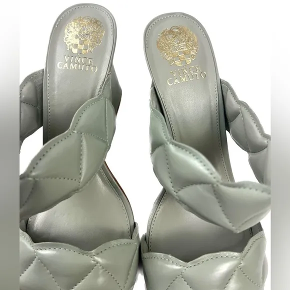 NIB - Vince Camuto Renneya Mint Green Leather Mule Sandals - Size 12