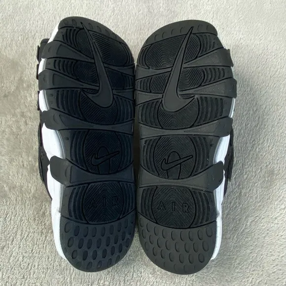 Nike Air More Uptempo Mens Slide Sandals Size 8 Black White Cushion NEW