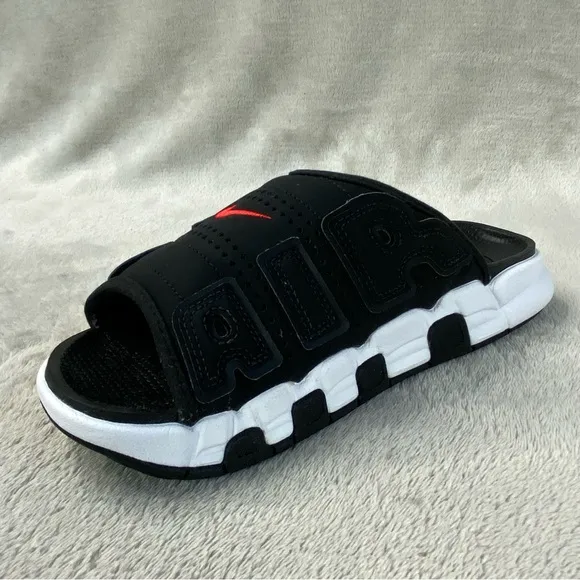 Nike Air More Uptempo Mens Slide Sandals Size 8 Black White Cushion NEW