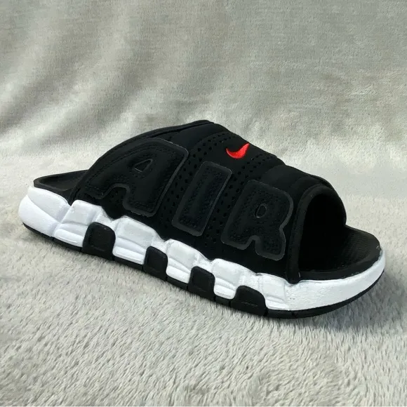 Nike Air More Uptempo Mens Slide Sandals Size 8 Black White Cushion NEW