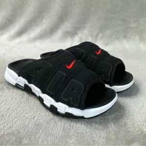 Nike Air More Uptempo Mens Slide Sandals Size 8 Black White Cushion NEW