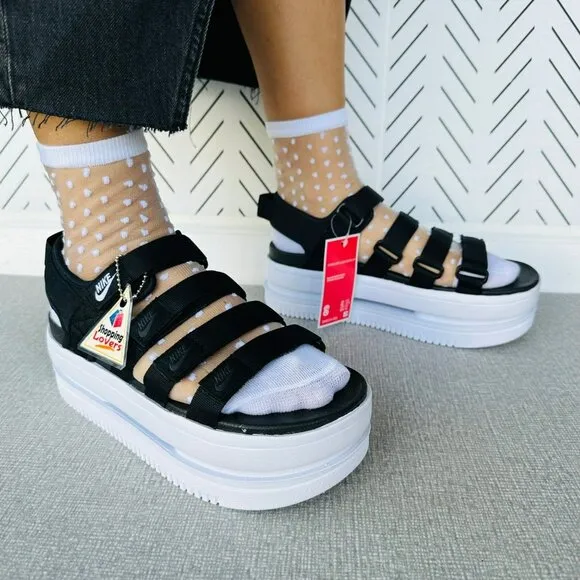 ⭐Nike Icon Classic Platform Chunky Size 5 Women's Sandals Black DH0224-001 New