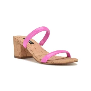 Nine West Womens 6.5M Tae Round Toe Heeled Slide Dress Sandals in Neon Pink $79