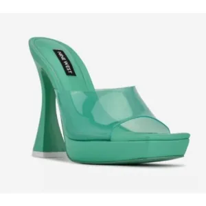 Nine West Womens Light Green Ansel Platform Slide Heeled Sandals Size 7