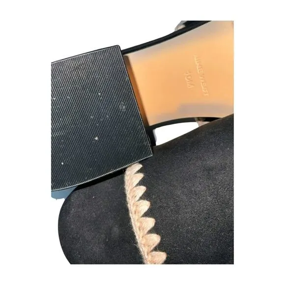 Nine West Yickie Slip-on Round Toe Wedge Sandals Black Size 10M