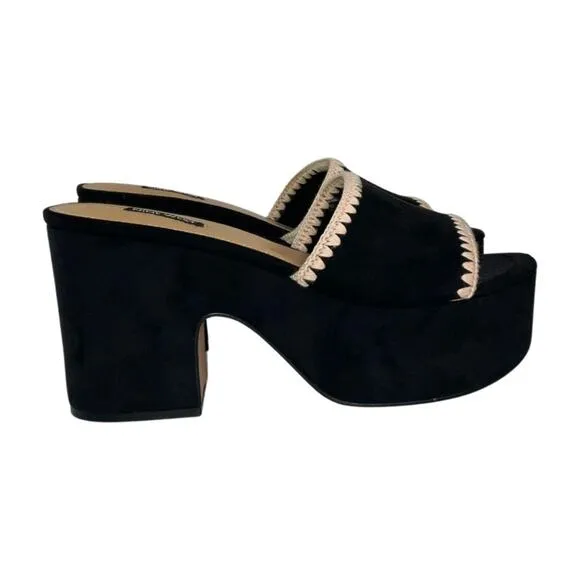 Nine West Yickie Slip-on Round Toe Wedge Sandals Black Size 10M