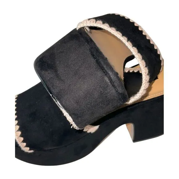Nine West Yickie Slip-on Round Toe Wedge Sandals Black Size 10M