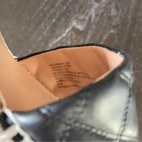 Nordstrom Carmen Black Leather Slip On Buckle Ankle Strap Wedge‎ Sandals 9.5