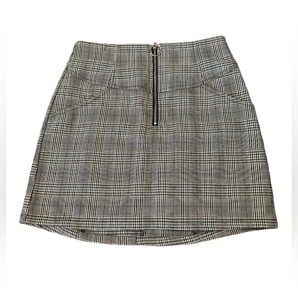 Nordstrom Plaid Check Mini Skirt with Zipper Detail Gray