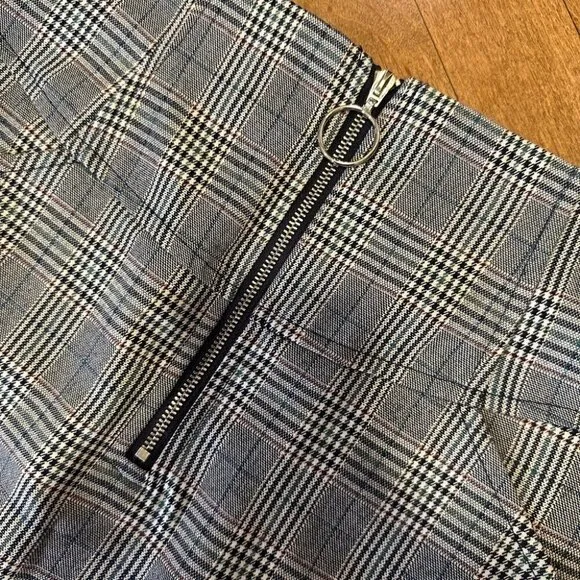 Nordstrom Plaid Check Mini Skirt with Zipper Detail Gray