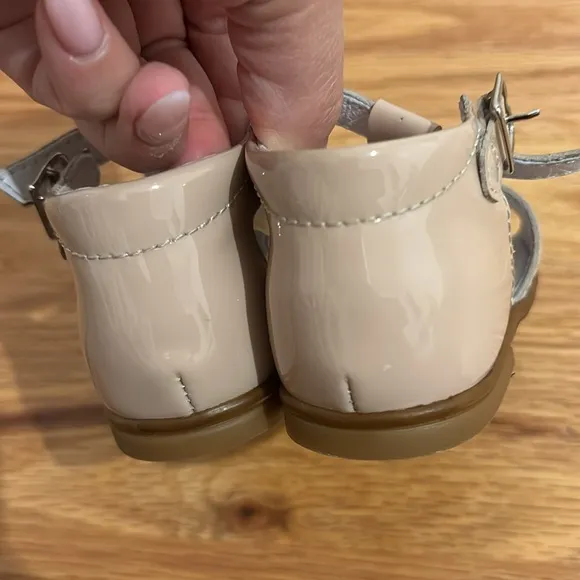 Nude patent leather sandals