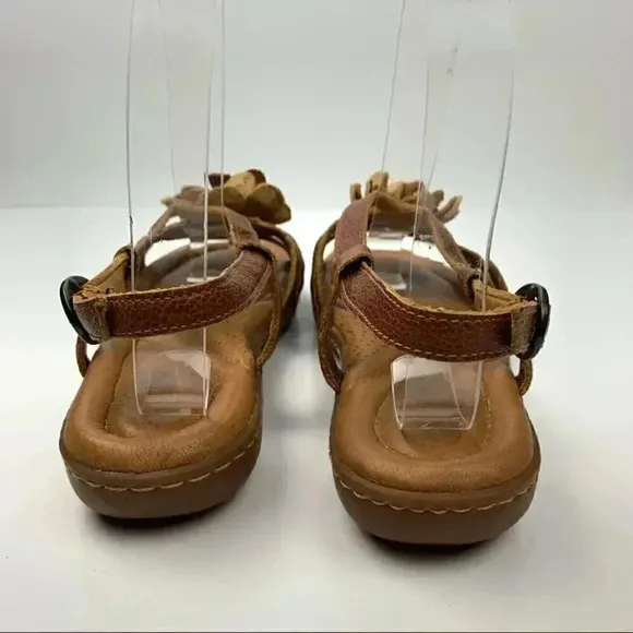 Nurture sandals size 6 brown leather floral comfort walking coastalgranny