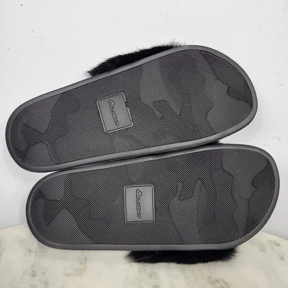 NWB~$825~DSQUARED2~8/8.5~ICON BLACK WHITE GENUINE RABBIT FUR SANDALS SLIDES
