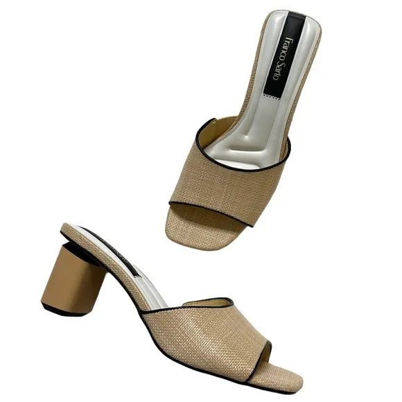 NWOB Franco Sarto Linley Slide Sandal in Beige Raffia 8