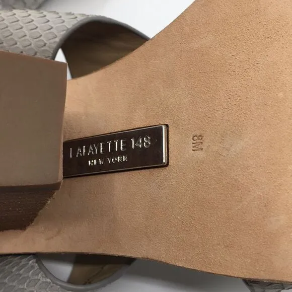 NWOB Lafayette 148 New York Cassidee Gray Snakeskin Sandals Sz 8M