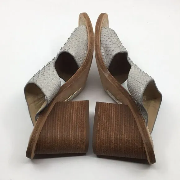 NWOB Lafayette 148 New York Cassidee Gray Snakeskin Sandals Sz 8M