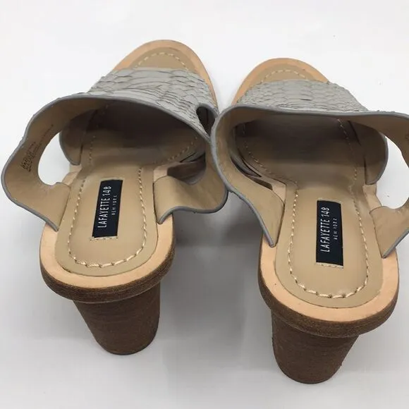 NWOB Lafayette 148 New York Cassidee Gray Snakeskin Sandals Sz 8M