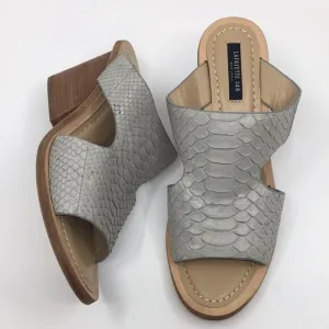 NWOB Lafayette 148 New York Cassidee Gray Snakeskin Sandals Sz 8M