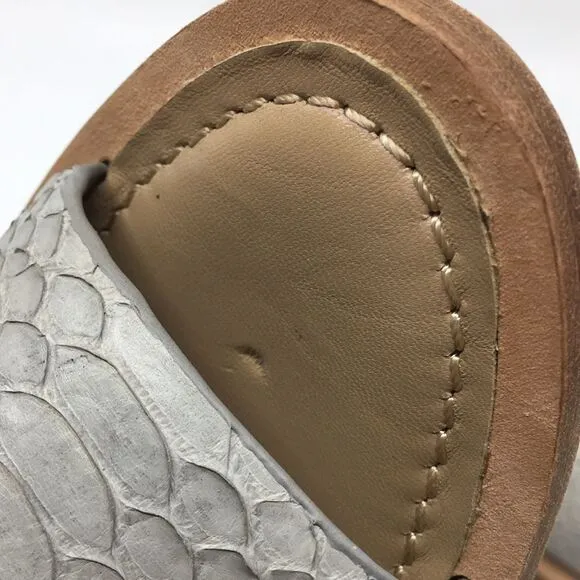 NWOB Lafayette 148 New York Cassidee Gray Snakeskin Sandals Sz 8M