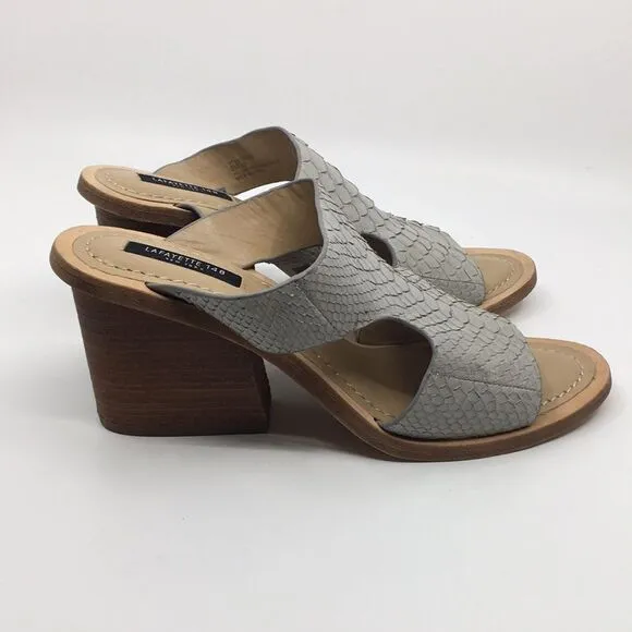 NWOB Lafayette 148 New York Cassidee Gray Snakeskin Sandals Sz 8M