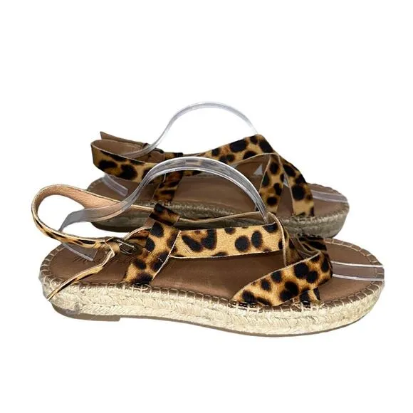 NWOB Madewell The Malia Espadrille Leopard Calf Hair Leather Sandals Size 10
