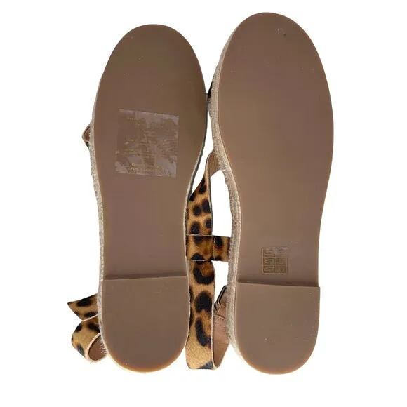 NWOB Madewell The Malia Espadrille Leopard Calf Hair Leather Sandals Size 10