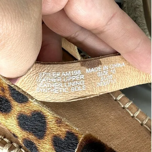NWOB Madewell The Malia Espadrille Leopard Calf Hair Leather Sandals Size 10
