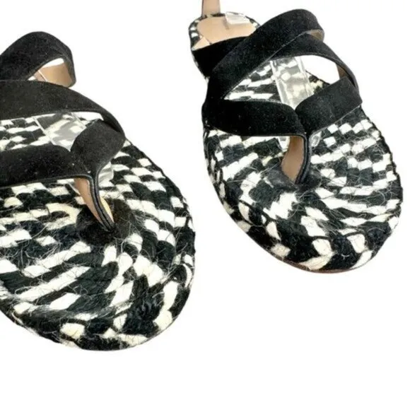 NWOB Proenza Schouler Suede Espadrille Black White Woven Sandals US Size 11