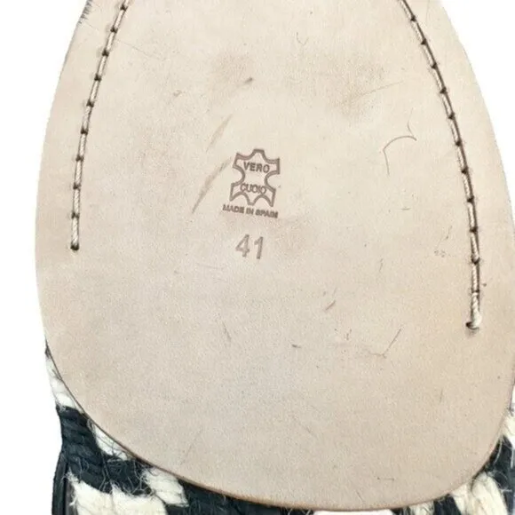 NWOB Proenza Schouler Suede Espadrille Black White Woven Sandals US Size 11