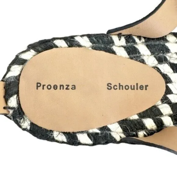 NWOB Proenza Schouler Suede Espadrille Black White Woven Sandals US Size 11