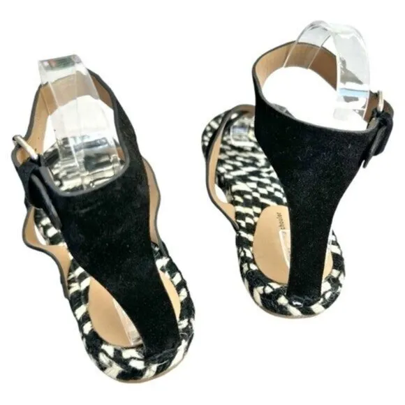 NWOB Proenza Schouler Suede Espadrille Black White Woven Sandals US Size 11