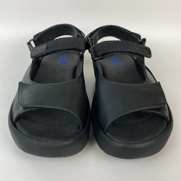 NWOB Wolky Jewel Black Leather Sandal, Size 8.5