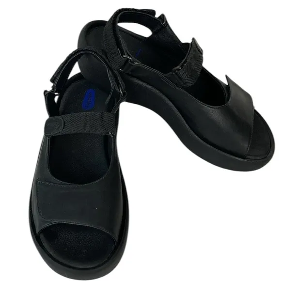 NWOB Wolky Jewel Black Leather Sandal, Size 8.5