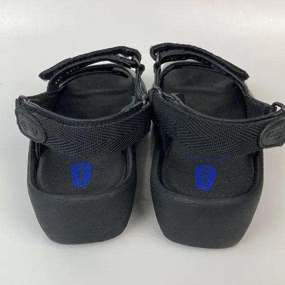 NWOB Wolky Jewel Black Leather Sandal, Size 8.5