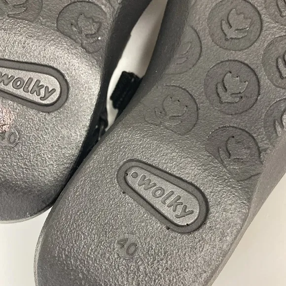 NWOB Wolky Jewel Black Leather Sandal, Size 8.5