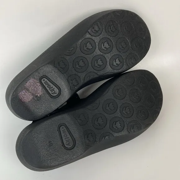NWOB Wolky Jewel Black Leather Sandal, Size 8.5