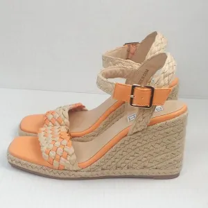 NWOT Beach by Matisse Getty Orange Tan Espadrilles Wedge Sandals